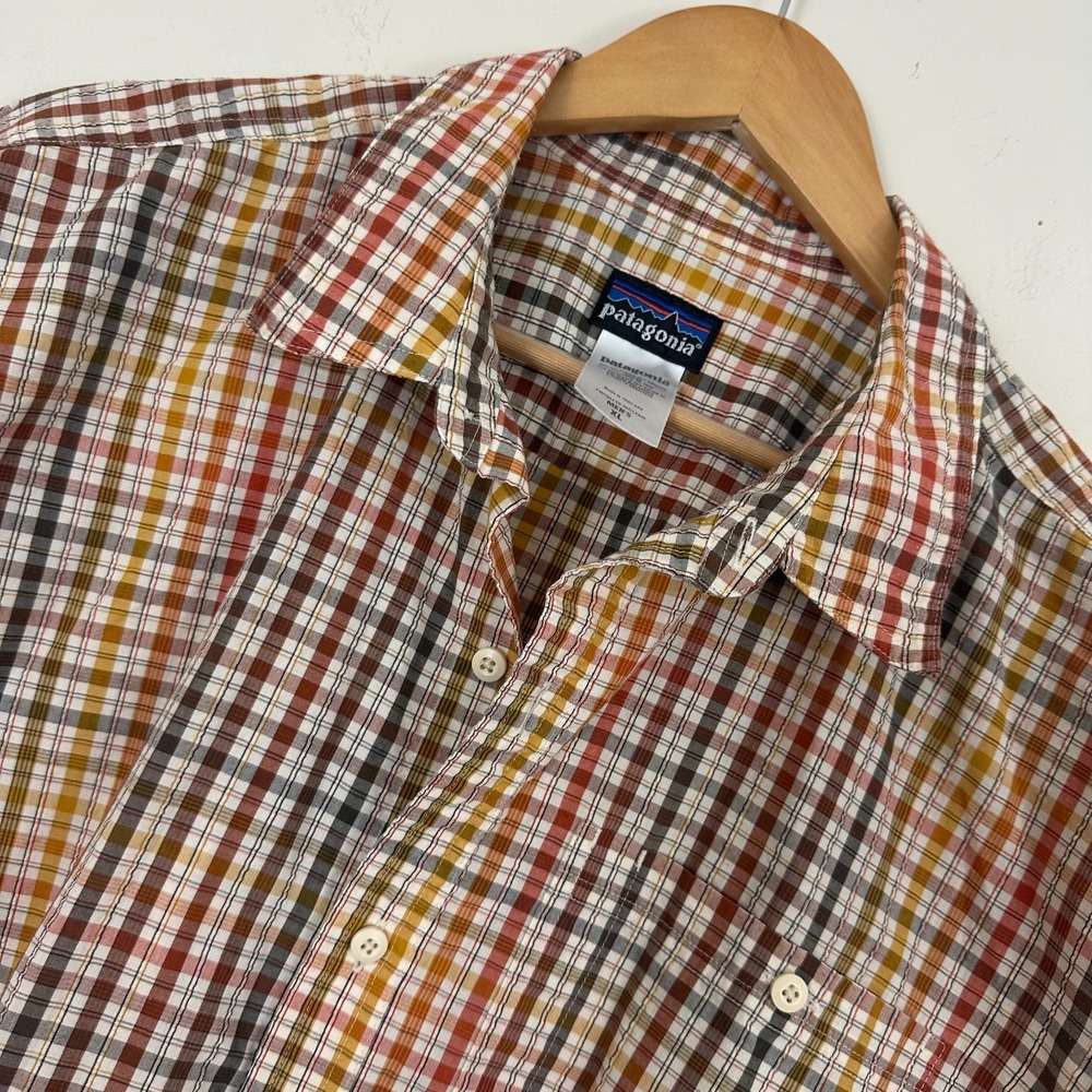 Patagonia Puckerware Shirt Multicolor Plaid Short Sleeve Pocket Button Up Men XL